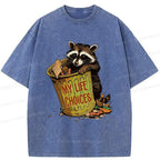Raccoon life choices tee with Japanese art