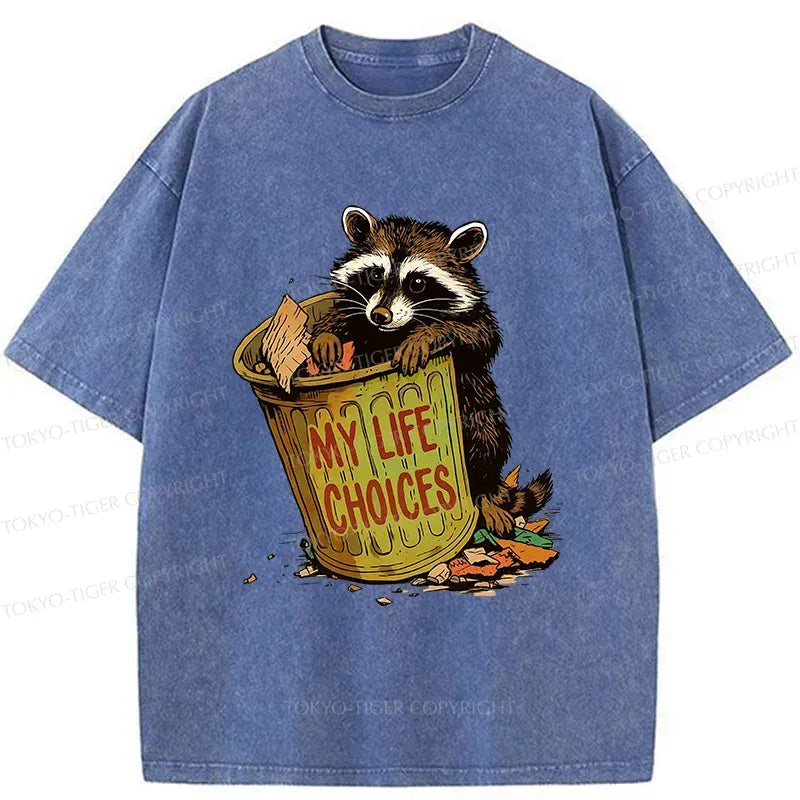 Raccoon life choices tee with Japanese art