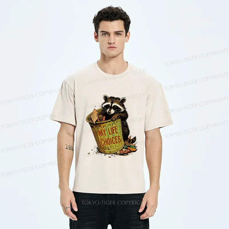 Raccoon life choices tee with Japanese art