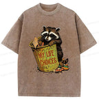 Kyoto-Lion Raccoon Life Choices Washed T-Shirt
