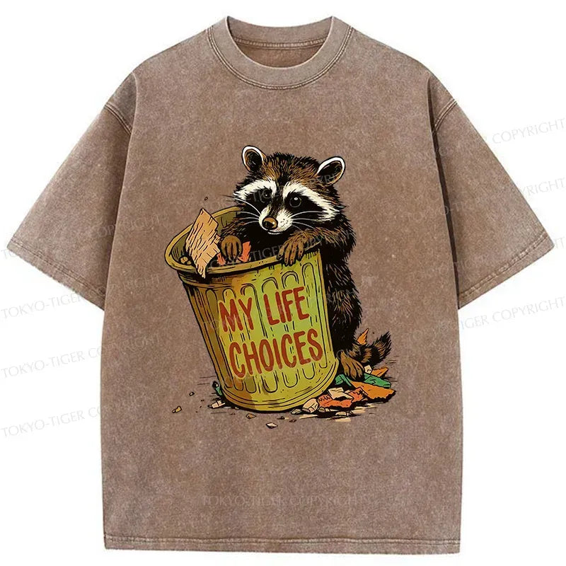 Kyoto-Lion Raccoon Life Choices Washed T-Shirt