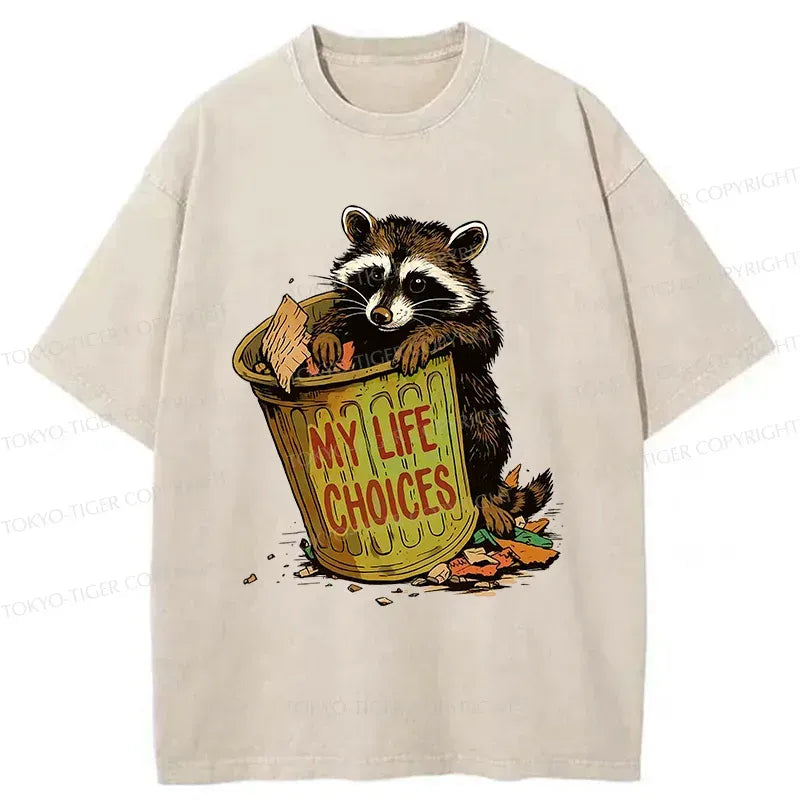 Kyoto-Lion Raccoon Life Choices Washed T-Shirt