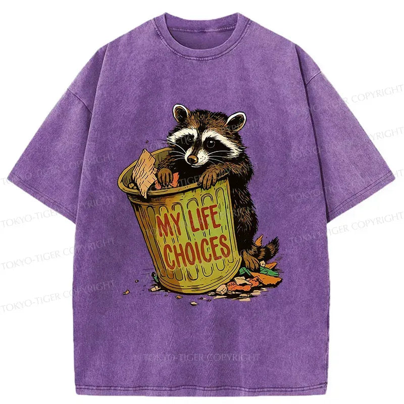 Kyoto-Lion Raccoon Life Choices Washed T-Shirt