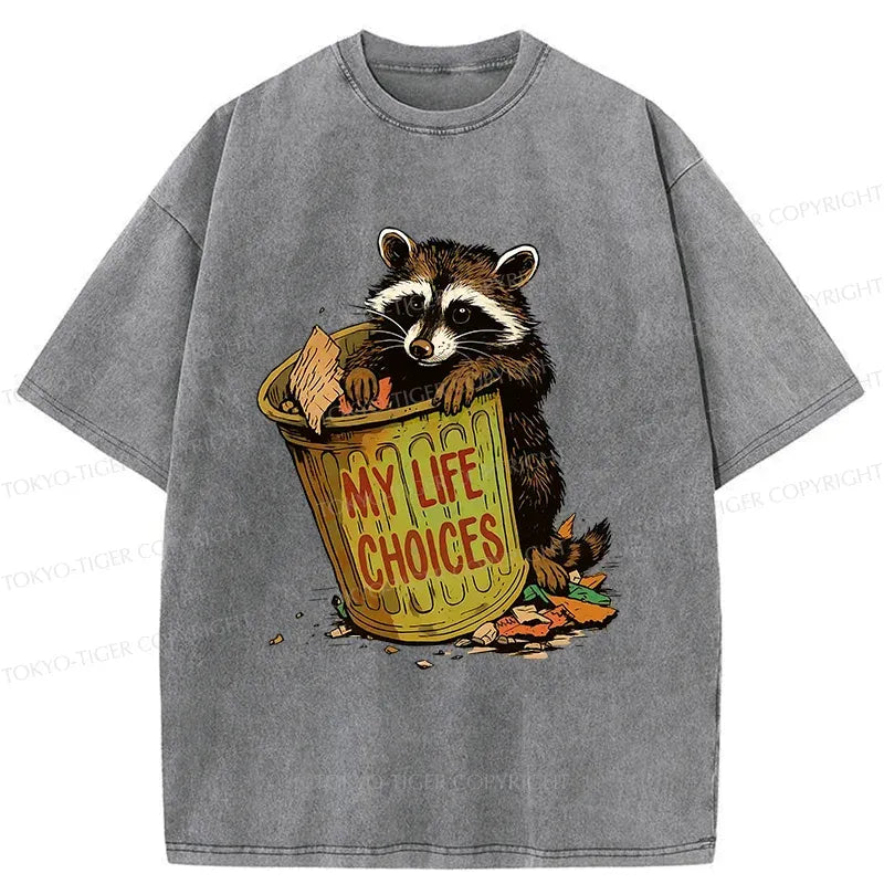 Kyoto-Lion Raccoon Life Choices Washed T-Shirt