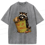 Kyoto-Lion Raccoon Life Choices Washed T-Shirt