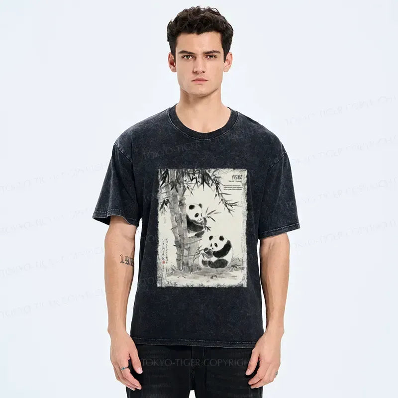 Japanese Zen Panda Washed T-Shirt