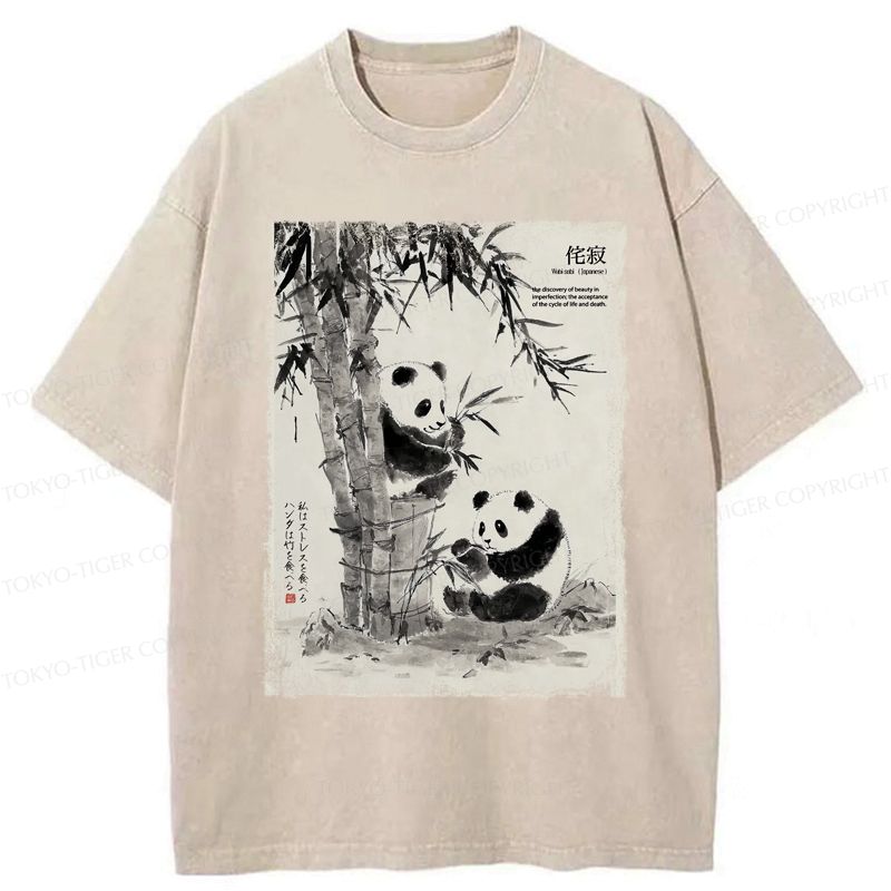 Japanese Zen Panda Washed T-Shirt