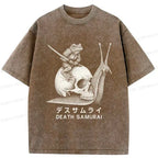Kyoto-Lion Frog Riding A Snail Washed T-Shirt