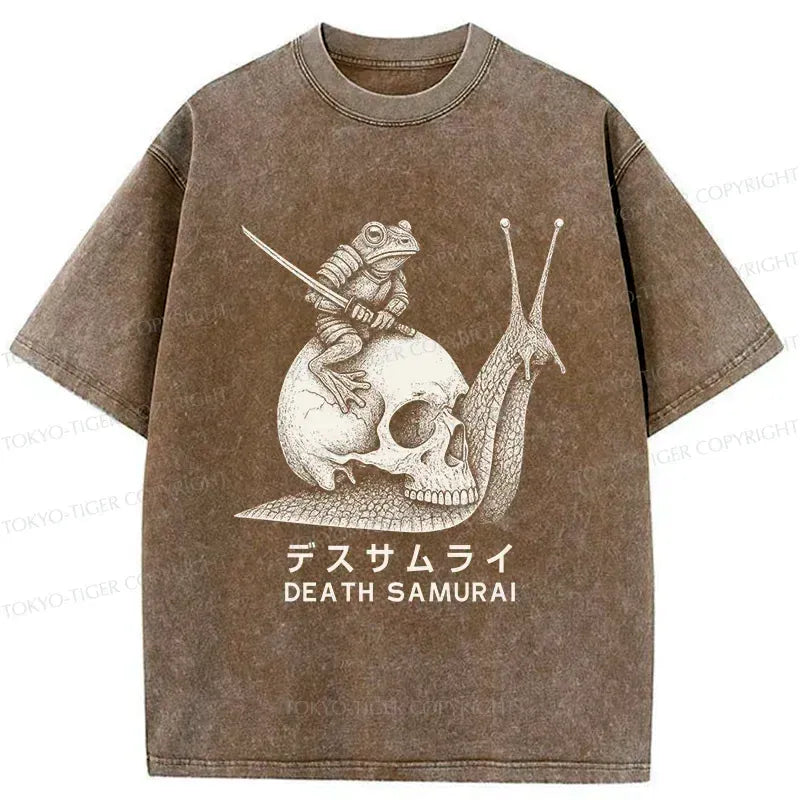 Kyoto-Lion Frog Riding A Snail Washed T-Shirt