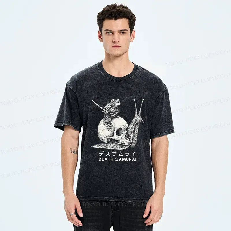 Kyoto-Lion Frog Riding A Snail Washed T-Shirt