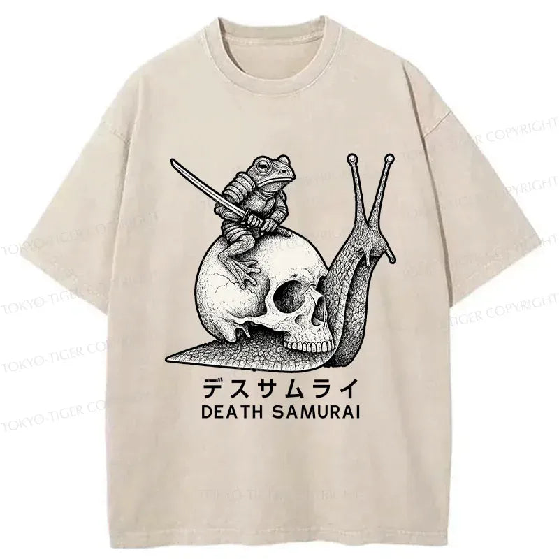 Japanese frog riding snail washed t-shirt