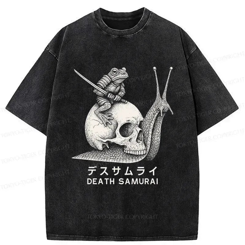Kyoto-Lion Frog Riding A Snail Washed T-Shirt
