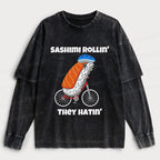 Washed Japanese Sashimi T-Shirt for Casual