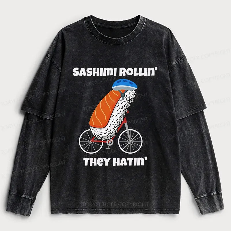 Washed Japanese Sashimi T-Shirt for Casual