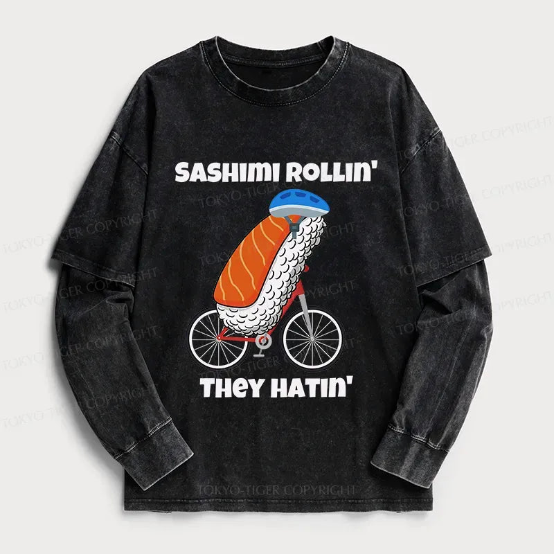 Kyoto-Lion Sashimi Rollin' They Hatin' Washed Double Layer T-Shirt