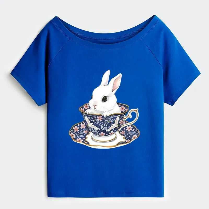 Japanese vintage rabbit tea t-shirt