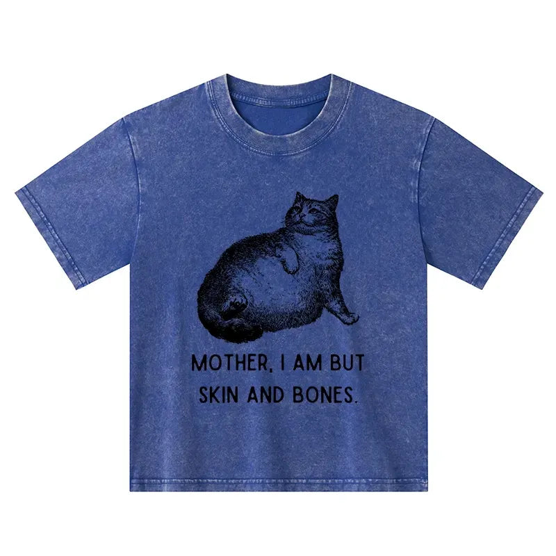 Kyoto-Lion Skin & Bones Cat Kids Washed T-Shirt
