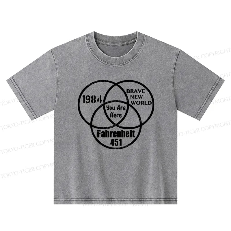 Kyoto-Lion Multidimensional Thinking And Rebellion Kids Washed T-Shirt