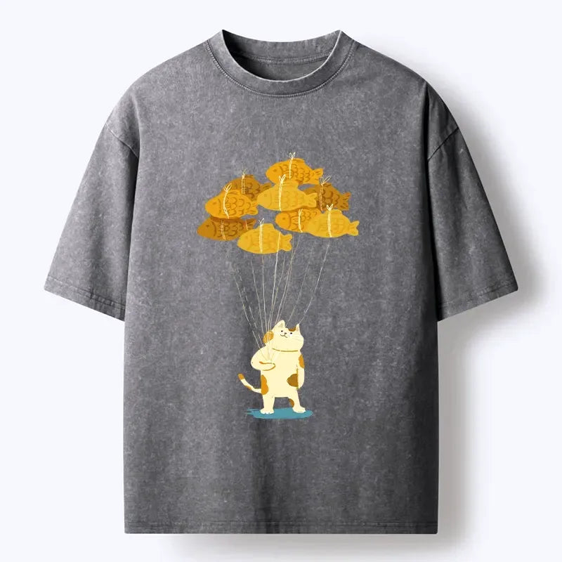 Japanese Cute Cat T-Shirt for Daily Wear