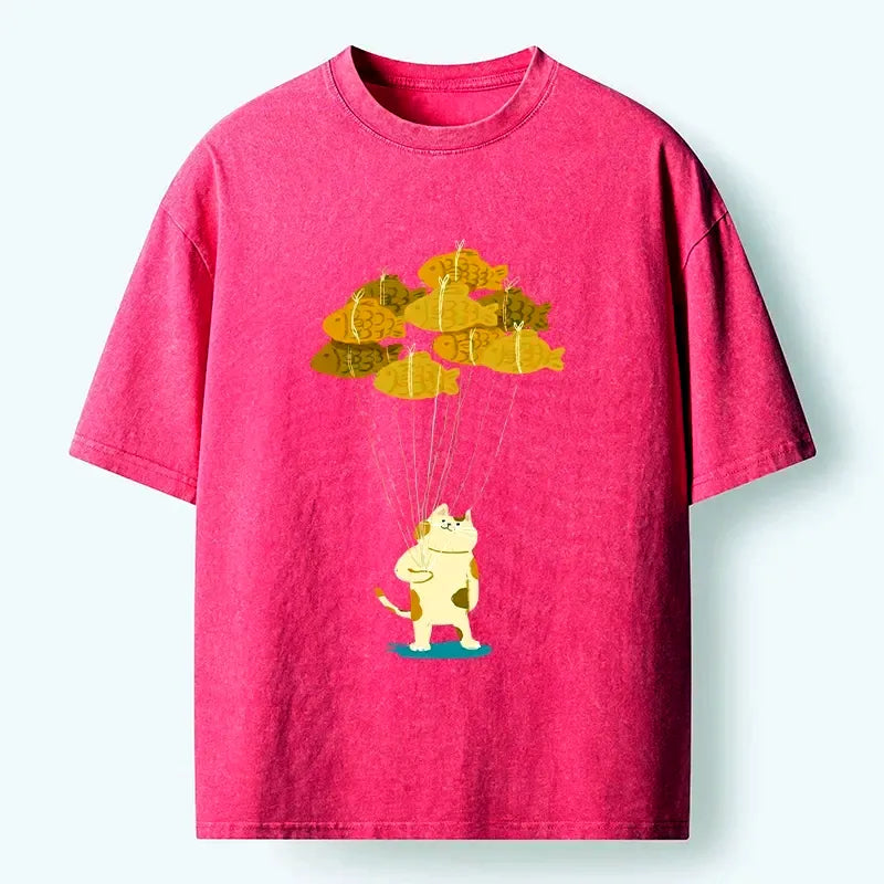 Washed Cotton T-Shirt for Summer Vacation