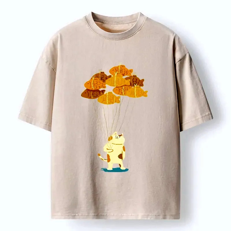 Washed Cotton T-Shirt for Summer Vacation