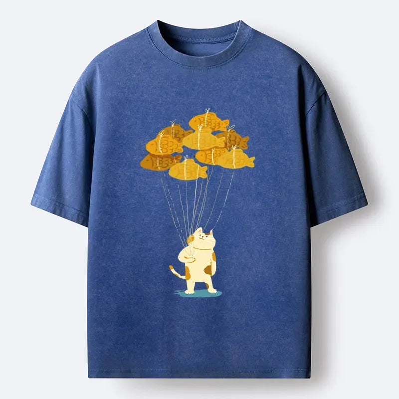 Washed Cotton T-Shirt for Summer Vacation