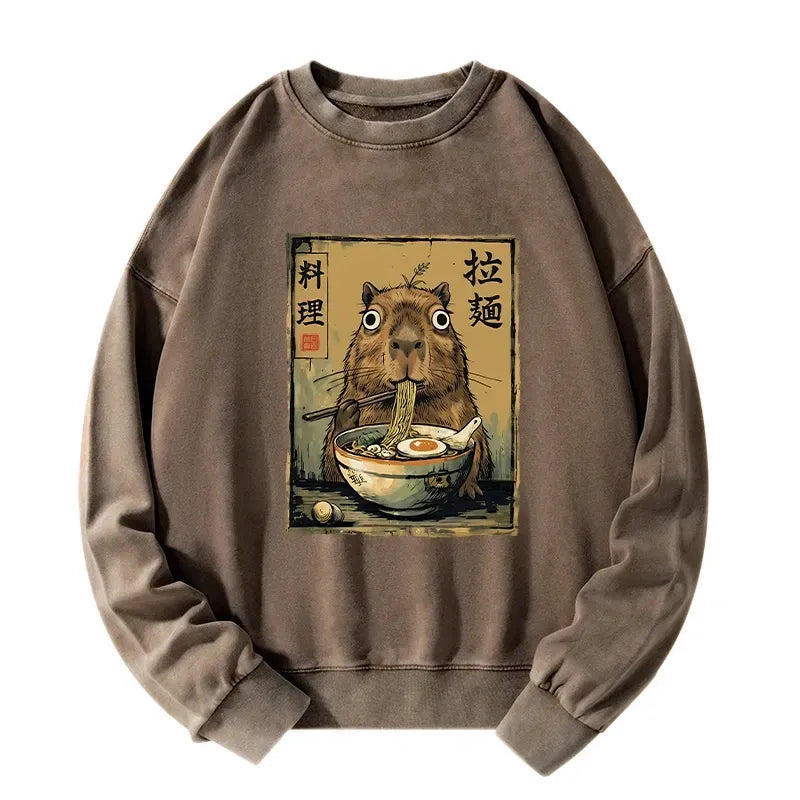 Japanese Washed Capybara Sweatshirt for Casual Wear