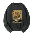 Kyoto-Lion Cute Capybara Eating Ramen Washed Sweatshirt