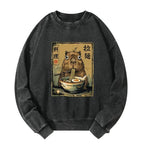 Kyoto-Lion Cute Capybara Eating Ramen Washed Sweatshirt