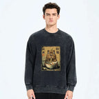 Kyoto-Lion Cute Capybara Eating Ramen Washed Sweatshirt