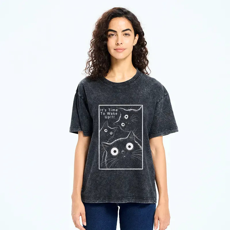 Kyoto-Lion It's Time To Get Up Washed T-Shirt