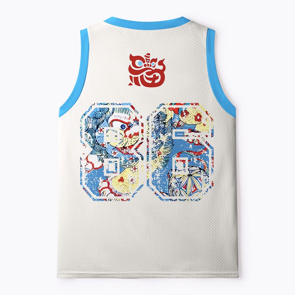 Kyoto-Lion Vintage Fu Lion Traditional Asian Art Mesh Tank Top