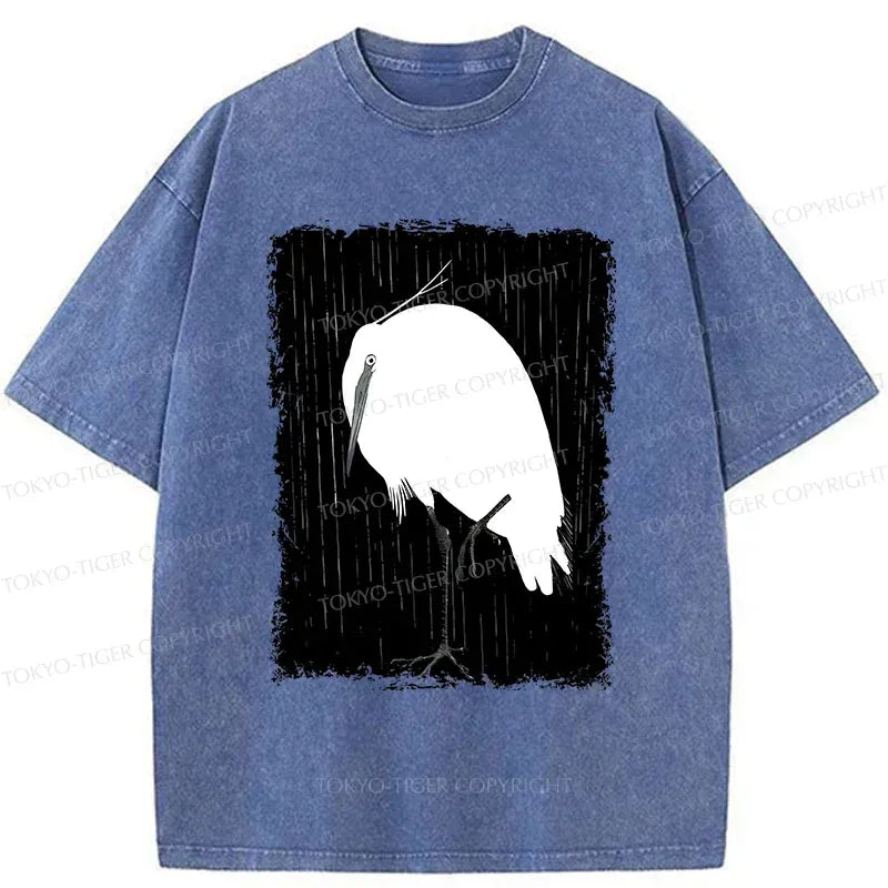 Japanese White Crane Washed T-Shirt
