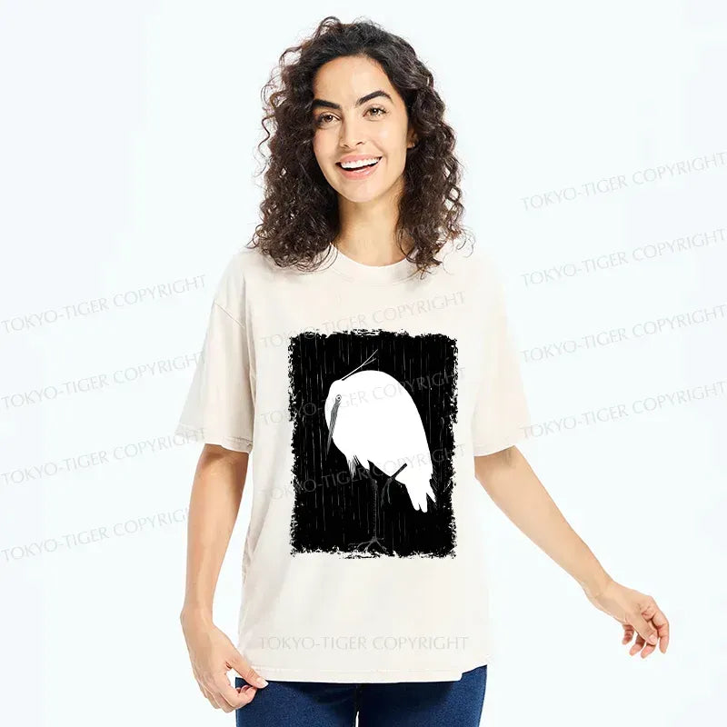 Japanese White Crane Washed T-Shirt