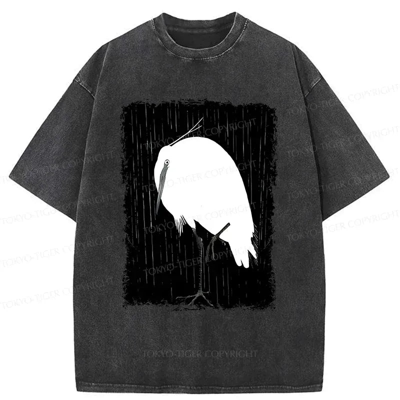 Kyoto-Lion White Crane Washed T-Shirt