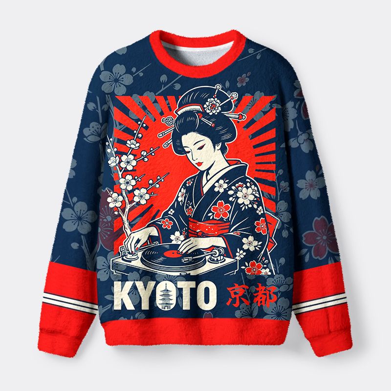 Kyoto-Lion Kyoto Kimono Fuzzy Christmas Ugly Sweatshirt