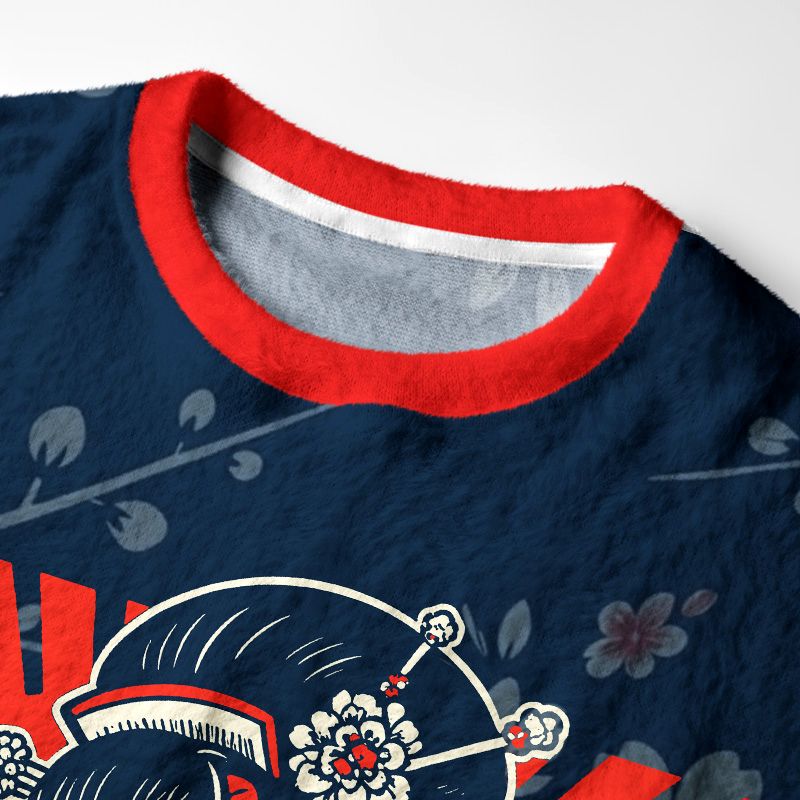 Kyoto-Lion Kyoto Kimono Fuzzy Christmas Ugly Sweatshirt