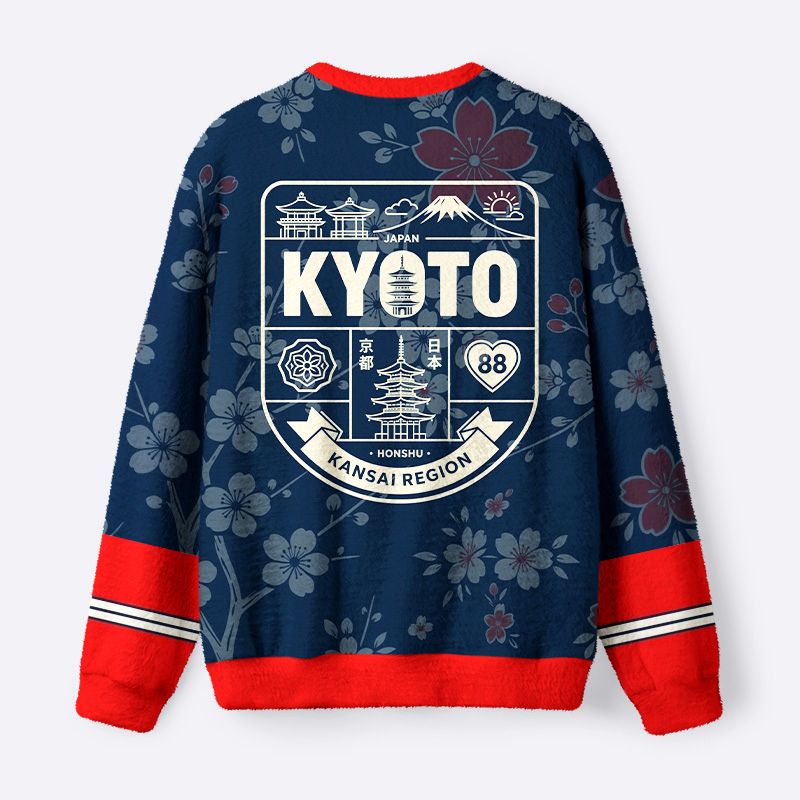 Kyoto-Lion Kyoto Kimono Fuzzy Christmas Ugly Sweatshirt
