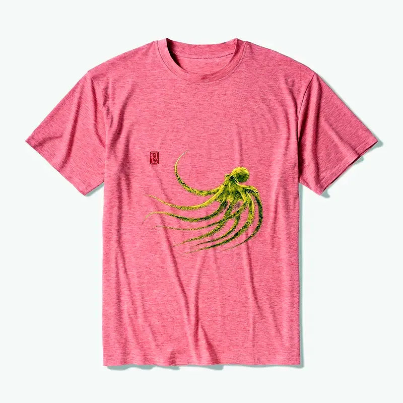 Japanese Retro Octopus T-Shirt for Daily Wear