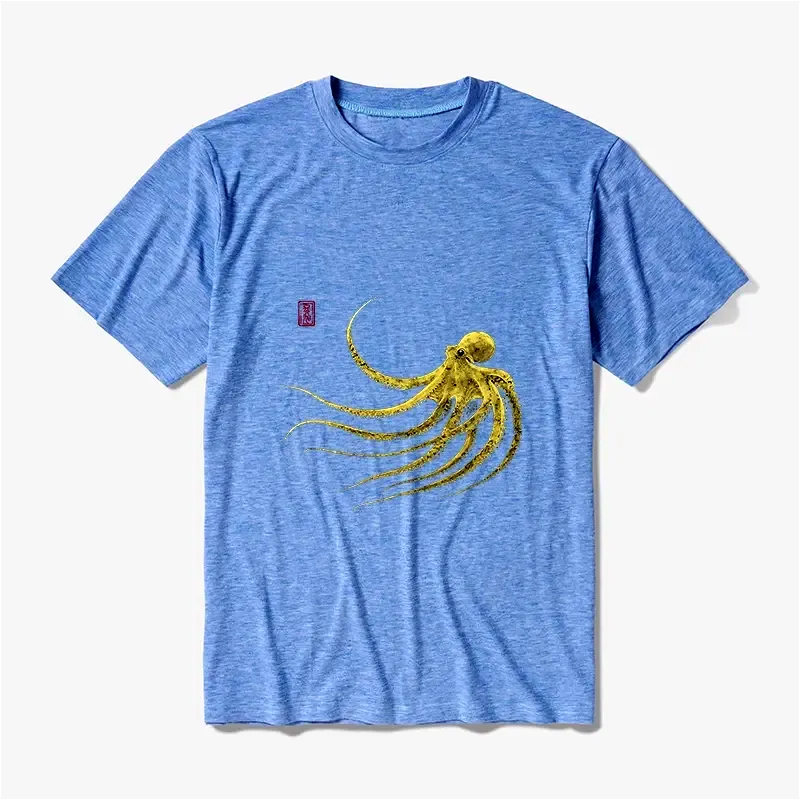 Kyoto-Lion Retro Octopus Japanese Cotton Blend T-Shirt