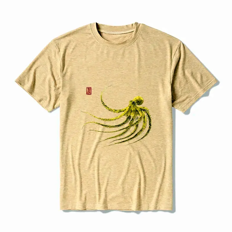 Japanese Retro Octopus T-Shirt for Daily Wear
