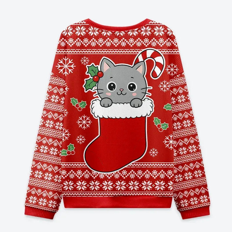 Kyoto-Lion Cat In The Sock Christmas Ugly Sweatshirt