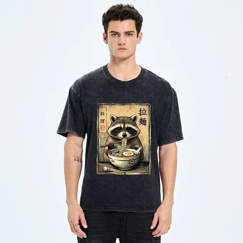 Trendy Japanese Raccoon Ramen Shirt