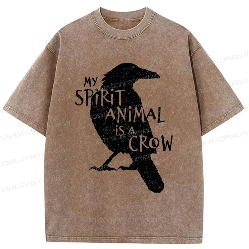 Kyoto-Lion Crow Funny Washed T-Shirt