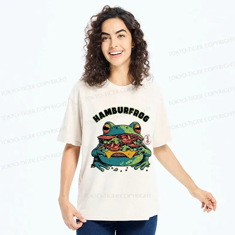 Kyoto-Lion Funny Hamburfrog Washed T-Shirt