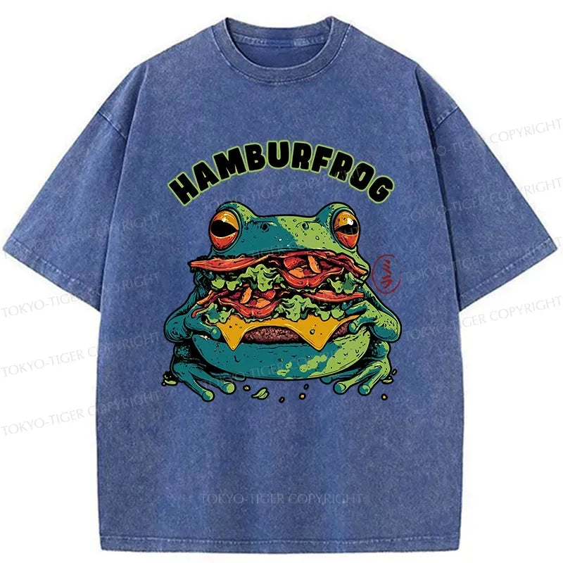 Kyoto-Lion Funny Hamburfrog Washed T-Shirt