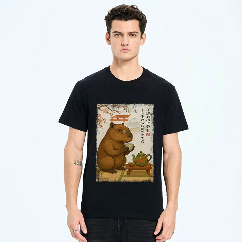 Watercolor Capybara Ukiyo-e T-Shirt