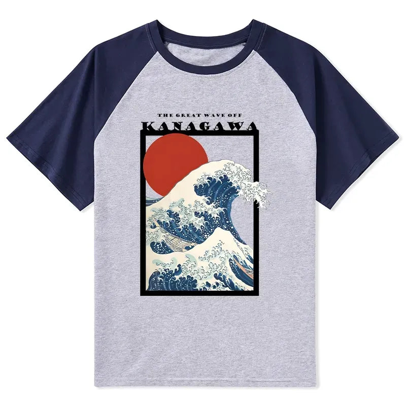 Minimalist Ukiyo-e Raglan for Daily Wear