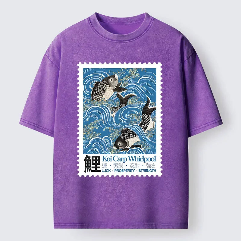 Japanese Carp Washed T-Shirt for Summer
