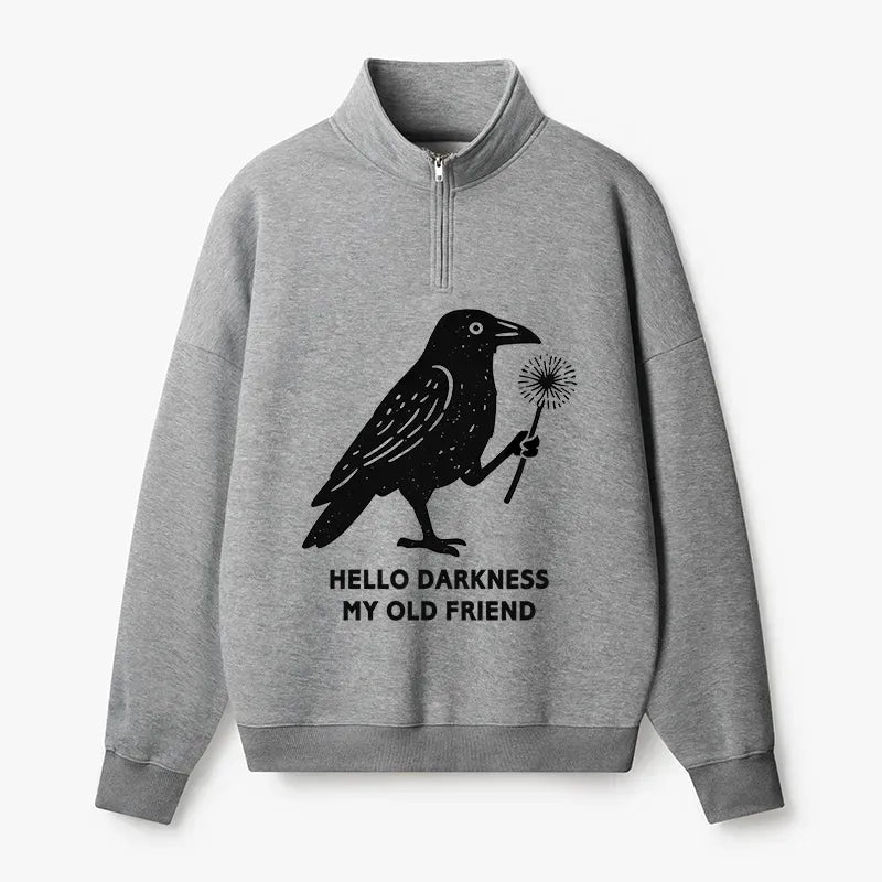 Kyoto-Lion My Old Friend The Crow Half Zip Fleece Sweatshirt